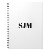 ミニマル白黒カスタムモノグラム名 ノートブック (正面)