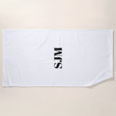 ミニマル白黒カスタムモノグラム名 ビーチタオル (正面)