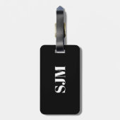 ミニマル白黒カスタムモノグラム名 ラゲッジタグ (裏面縦)