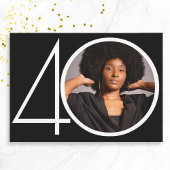 ミニマル白黒カスタム写真40th Birthday 招待状