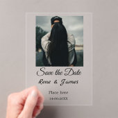 ミニマル白黒クラシックエレガント救の アクリル招待状 (インサイチュ (ポータブル))