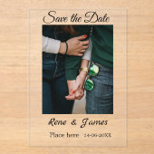 ミニマル白黒クラシックエレガント救の アクリル招待状 (正面)