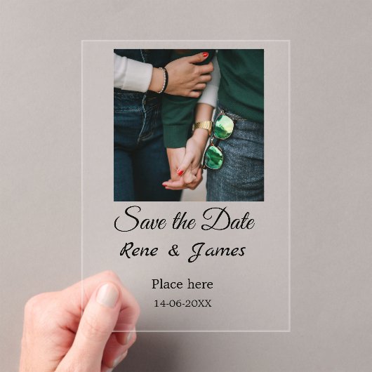 ミニマル白黒クラシックエレガント救の アクリル招待状 (インサイチュ (ポータブル))