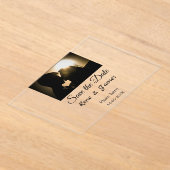 ミニマル白黒クラシックエレガント救の アクリル招待状 (レイダウン)