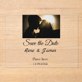 ミニマル白黒クラシックエレガント救の アクリル招待状