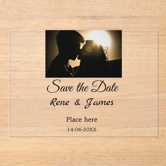 ミニマル白黒クラシックエレガント救の アクリル招待状 (正面)