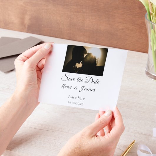 ミニマル白黒クラシックエレガント救の ベラム紙招待状 (ポータブル)