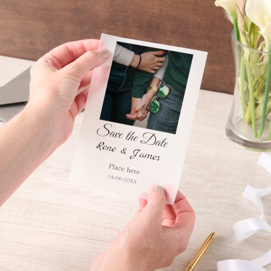 ミニマル白黒クラシックエレガント救の ベラム紙招待状 (ポータブル)