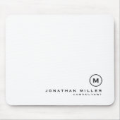 ミニマル白黒クラシックモノグラムの マウスパッド (正面)