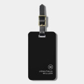 ミニマル白黒クラシックモノグラムの ラゲッジタグ (正面縦)