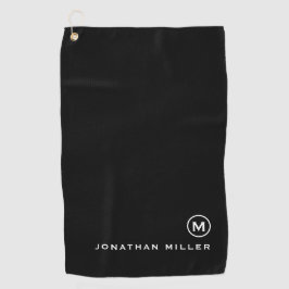 ミニマル白黒クラシックモノグラム ゴルフタオル