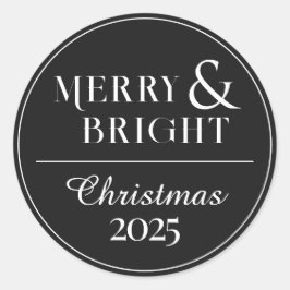 ミニマル白黒クリスマスステッカー付き年 ラウンドシール