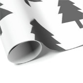 ミニマル白黒クリスマスツリーパターン ラッピングペーパー (ロールコーナー)