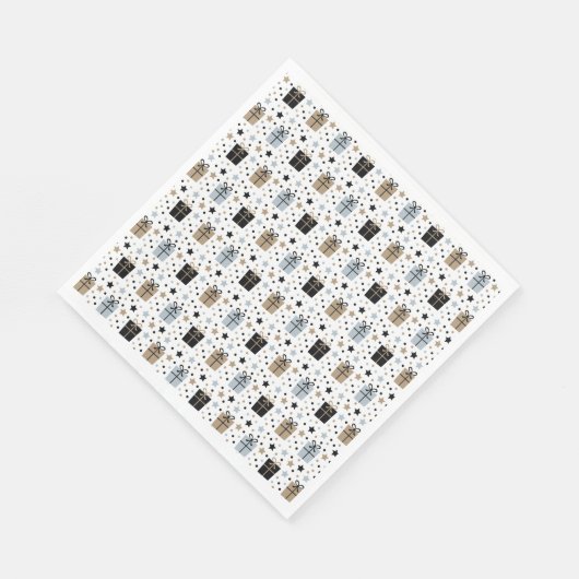 ミニマル白黒クリスマスパーティー紙 スタンダードランチョンナプキン (角)