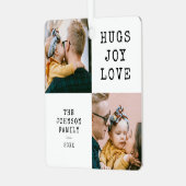 ミニマル白黒クリスマスホリデー メタルオーナメント (正面左)