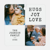 ミニマル白黒クリスマスホリデー メタルオーナメント (裏面)