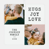 ミニマル白黒クリスマスホリデー メタルオーナメント (正面)