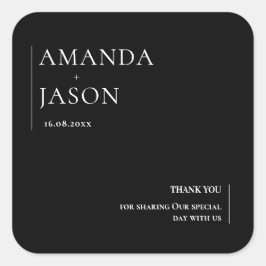 ミニマル白黒コンテンポラリー結婚ズ スクエアシール