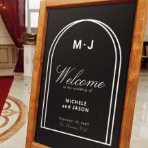 ミニマル白黒シックアーチウェルカム結婚ズ