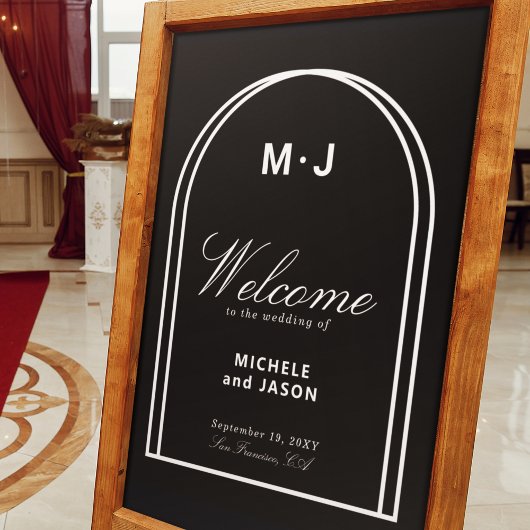 ミニマル白黒シックアーチウェルカム結婚ズ ポスター
