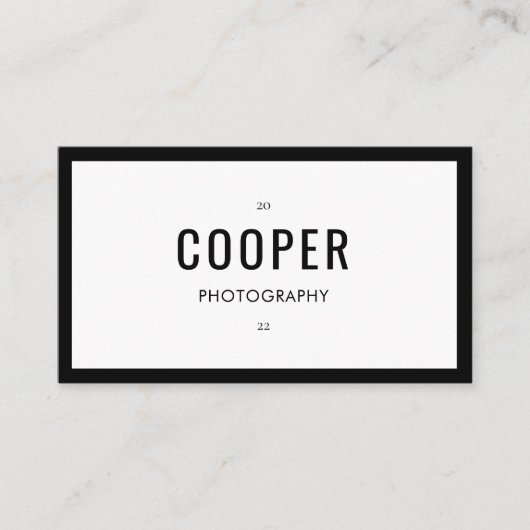 ミニマル白黒シック写真QRコード 名刺 (正面)