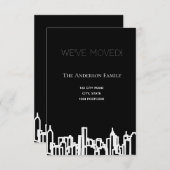 ミニマル白黒シティのスカイライン移動 案内状 (正面/裏面)