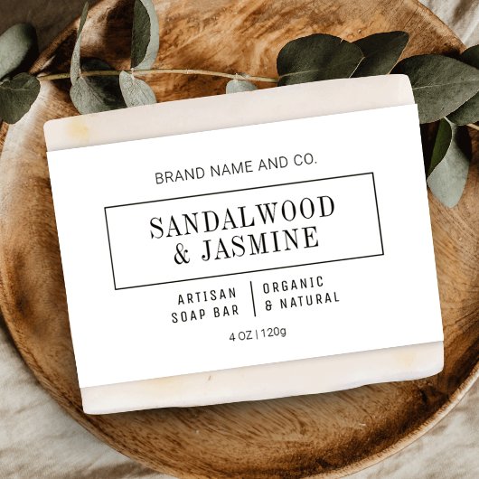 ミニマル白黒シャンプー石鹸バーラップラベル