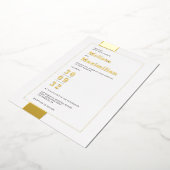 ミニマル白黒シンプルはっきりした結婚金ゴールド 箔招待状 (回転した状態)