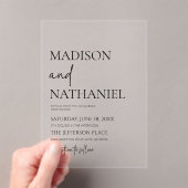 ミニマル白黒シンプルエレガントウェディング アクリル招待状 (インサイチュ (ポータブル))