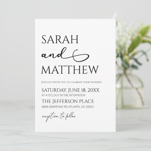 ミニマル白黒シンプルエレガントウェディング 招待状 (スタンド正面)