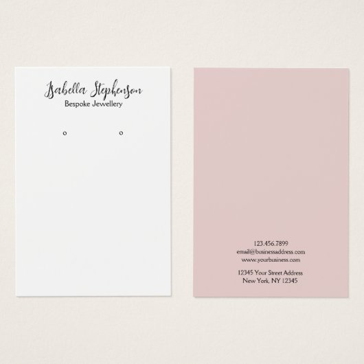 ミニマル白黒シンプルピンクイヤリングディスプレイ (正面&裏面)