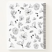 ミニマル白黒シンプルフローラパーソナライズされた ノートブック (裏面)