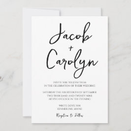 ミニマル白黒シンプル結婚式招待状 招待状