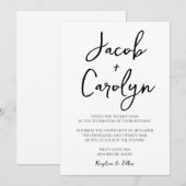 ミニマル白黒シンプル結婚式招待状 招待状 (正面/裏面)