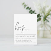 ミニマル白黒スクリプトウェディングRSVP ポストカード (スタンド正面)