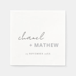 ミニマル白黒スクリプトタイポグラフィ結婚の スタンダードカクテルナプキン