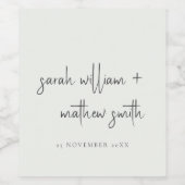 ミニマル白黒スクリプトタイポグラフィ結婚の ワインラベル (シングルラベル)