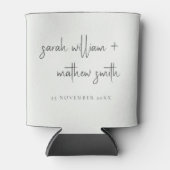 ミニマル白黒スクリプトタイポグラフィ結婚の 缶クーラー (正面)