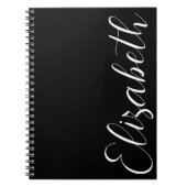 ミニマル白黒スクリプトフォントシンプルエレガント ノートブック (正面)