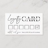 ミニマル白黒スクリプトロゴの報酬 ロイヤリティカード (正面)