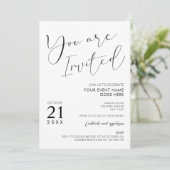 ミニマル白黒スクリプトロゴビジネスパーティー 招待状 (スタンド正面)