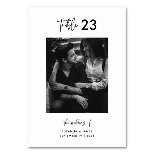 ミニマル白黒スクリプト写真QRコード テーブルナンバー (正面)