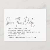 ミニマル白黒スクリプト日付の保存 ポストカード (正面)