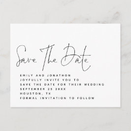 ミニマル白黒スクリプト日付の保存 ポストカード