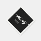 ミニマル白黒スクリプト30th誕生日パーティー スタンダードカクテルナプキン (角)