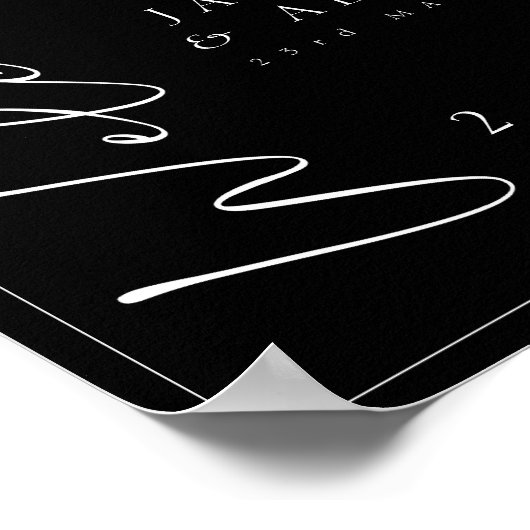 ミニマル白黒スクリプ結婚トのウェルカムサイン ポスター (角)