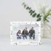 ミニマル白黒スノー写真新年P ポストカード (スタンド正面)