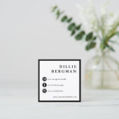 ミニマル白黒ソーシャルメディアあなたのロゴ スクエア名刺 (スタンド正面)