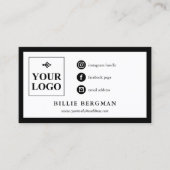 ミニマル白黒ソーシャルメディアあなたのロゴ 名刺 (正面)