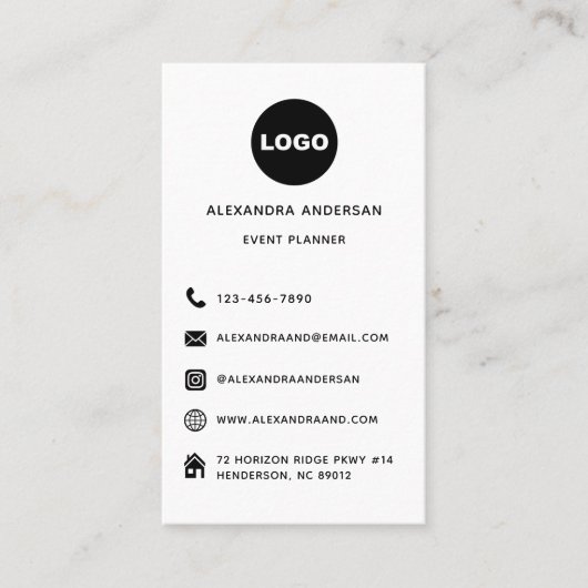 ミニマル白黒ソーシャルメディアWebサイトロゴ 名刺 (正面)